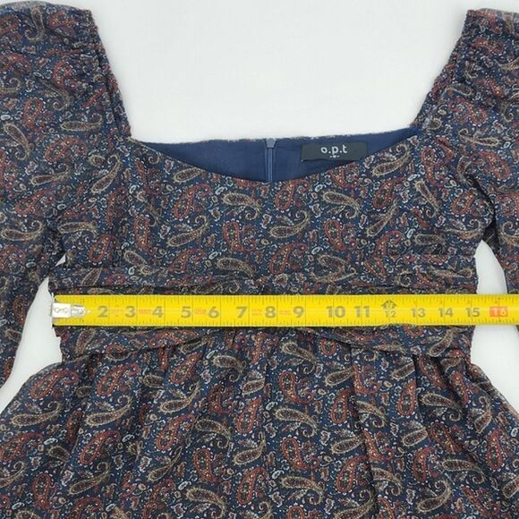 OPT One Pretty Time West Dress Size Medium Womens Blue Paisley Sheer Whimsygoth - Picture 10 of 12